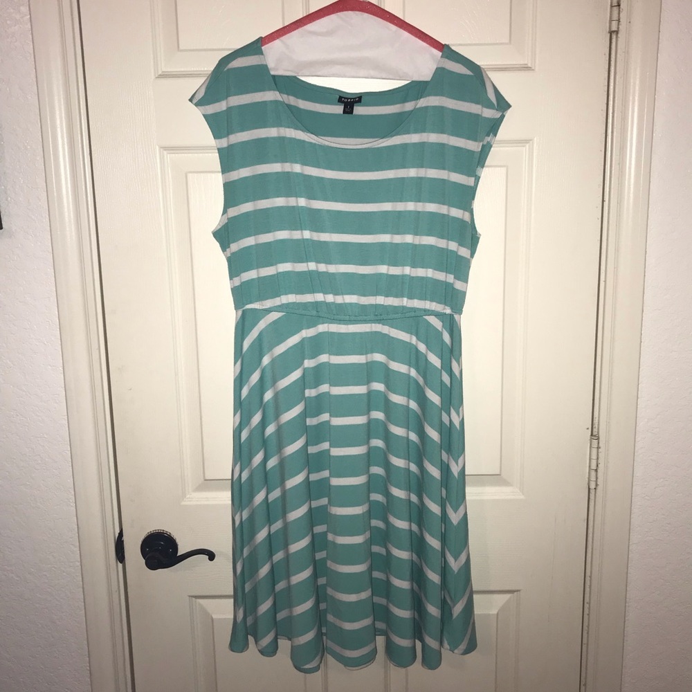 Teal and White Cap Sleeve Dress